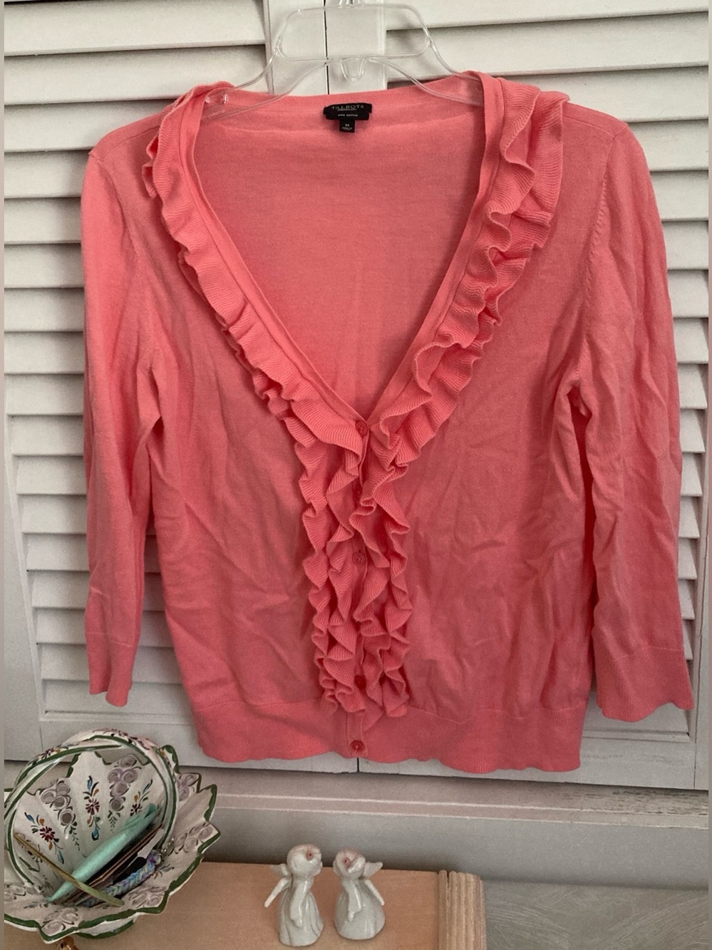 Talbots Ruffle V-Neck Cardigan
